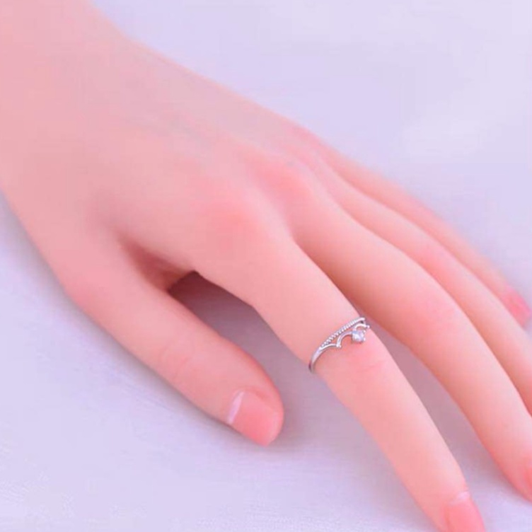 Nhẫn bạc Nhẫn vương miện nạm một viên đá trắng xinh Van Jewelry V10740