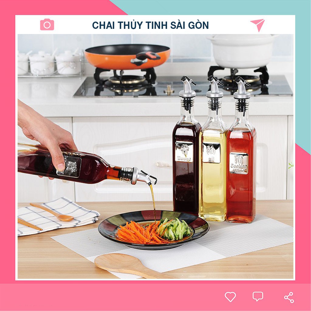 [Có Video + Hình thật] 🍾 Chai đựng gia vị thủy tinh 500ML 🍾