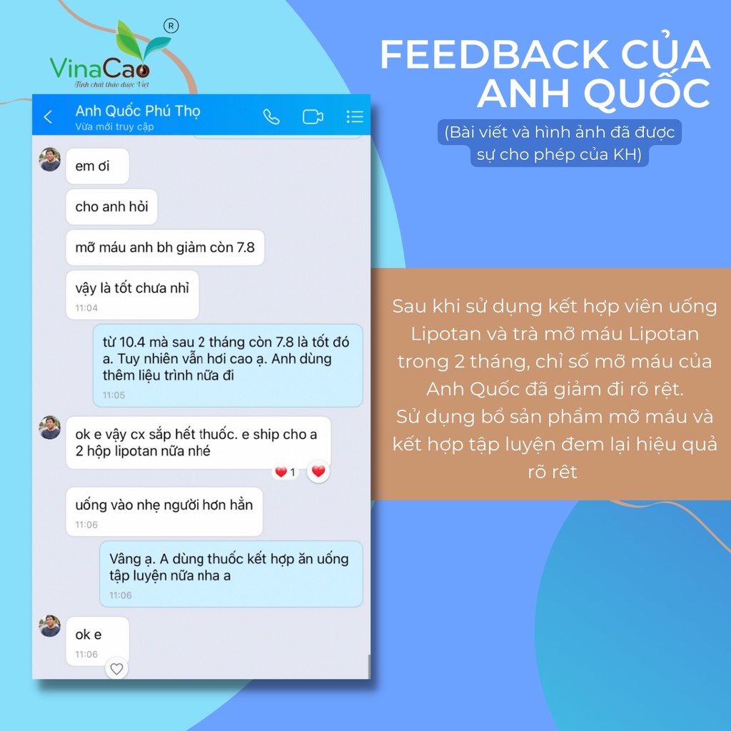 Trà giảm mỡ máu Lipotan Vinacao - Giảm cholesterol, bền thành mạch, tốt cho người tiểu đường