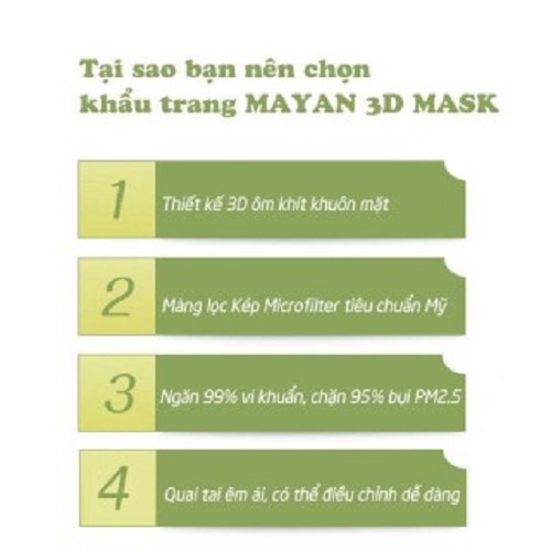 Khẩu Trang Mayan 3D Mask Pm2.5 Medi Freesize Màng Lọc N95