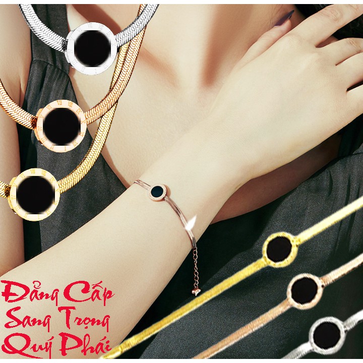 Lắc tay nữ titan mì dẹp mặt tròn la mã siêu đẹp, bền màu, hợp thời trang - Đem lại vẻ đẹp quyến rũ cho đôi tay của bạn