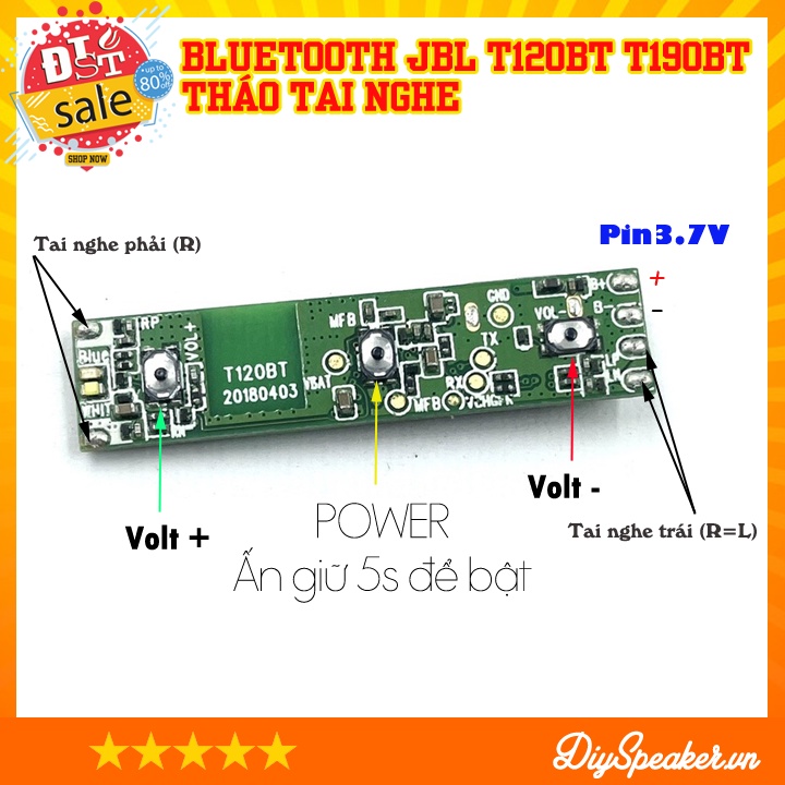 mạch bluetooth JBL T120BT T190BT tháo tai nghe