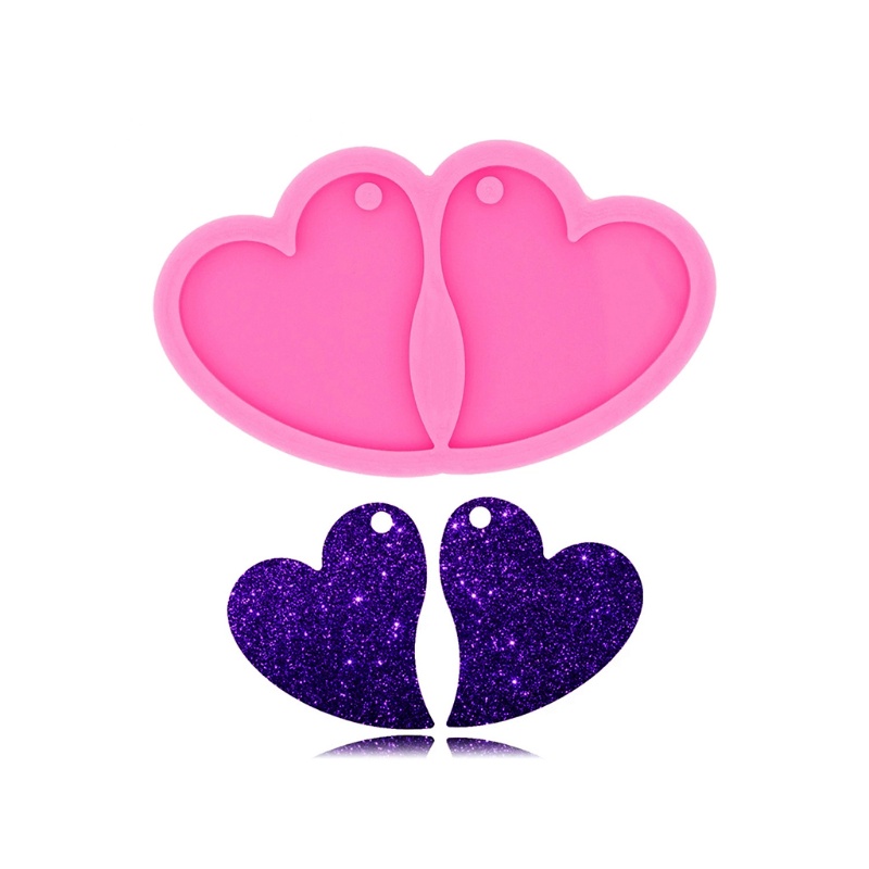 Sa Khuôn Silicone Làm Bông Tai Hình Trái Tim DIY