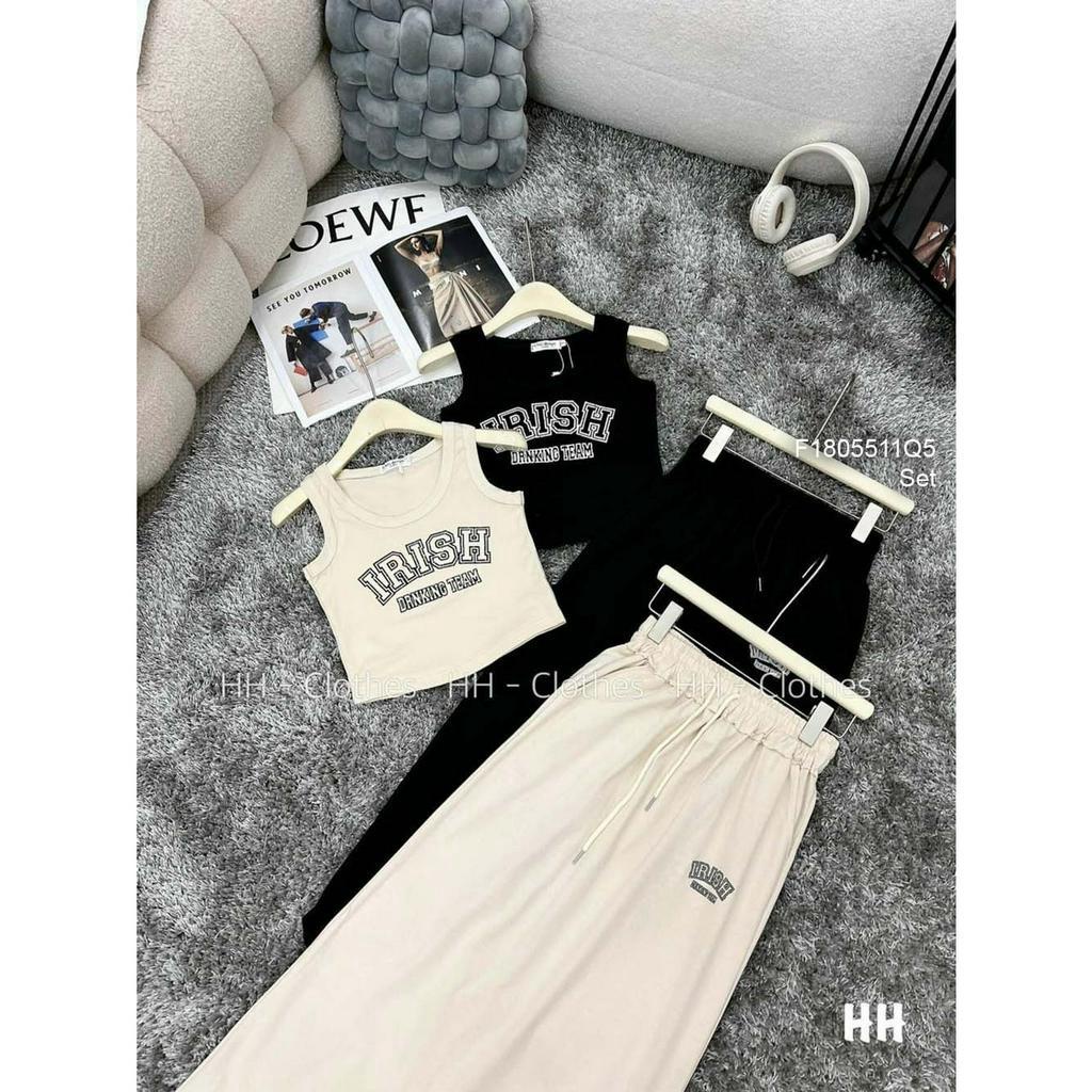Set áo croptop tay sát nách kèm chân váy dáng dài