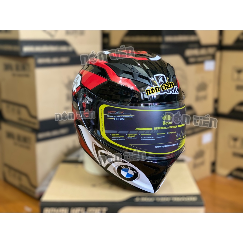 Mũ Full Face 2 Kính Royal M266 bản tem BMW SHARK ĐỎ cực đẹp, MUA 1 mũ  TẶNG 1 quà , Bảo hành 12 tháng
