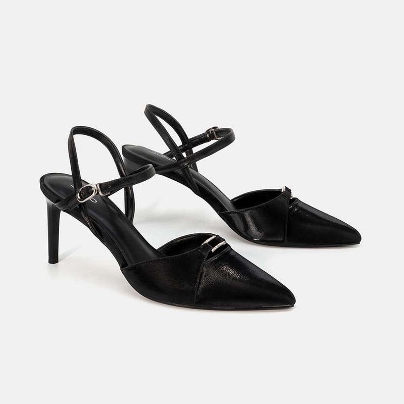 Giày Cao Gót 9cm Thời Trang JUNO Da Trơn Gót Thanh Trang Trí Đính Đá CG09141