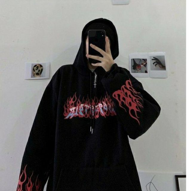 ÁO HOODIE HÌNH LỬA ĐỘC - Có ảnh thật