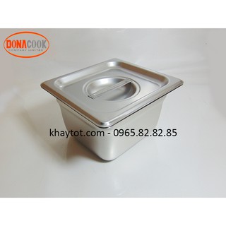 KHAY INOX ĐỰNG THẠCH TRÀ SỮA 1/6-100MM (CÓ NẮP)