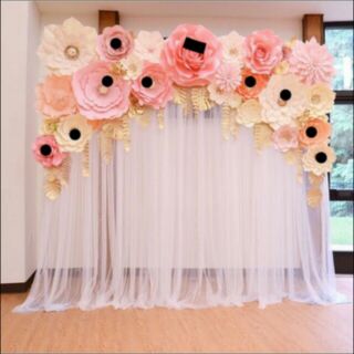 Set cánh hoa backdrop 10 bông cắt sẵn đánh dấu như hình kèm keo nến, súng bắn keo