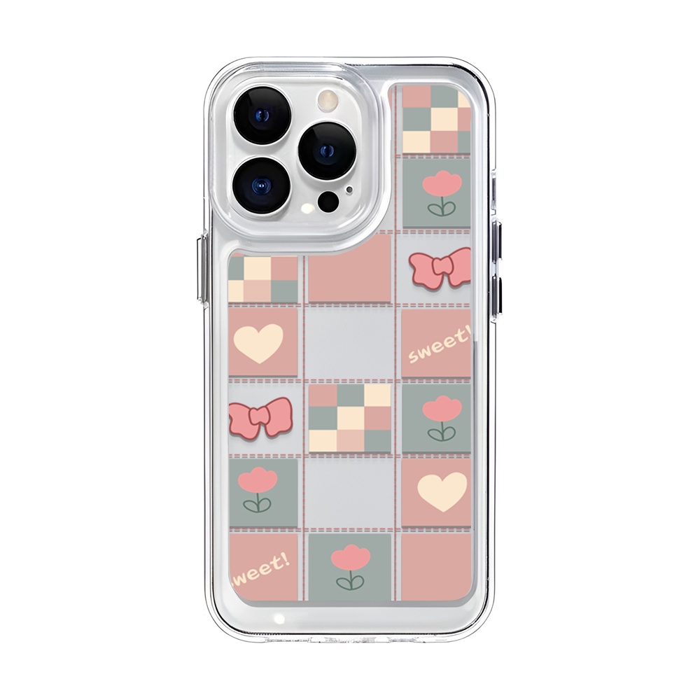 Ốp Điện Thoại Họa Tiết Kẻ Ô Lưới Đính Nơ Cho iphone 14 Plus 11 13promax 12 7Plus X XS Max 7 8 SE 2020