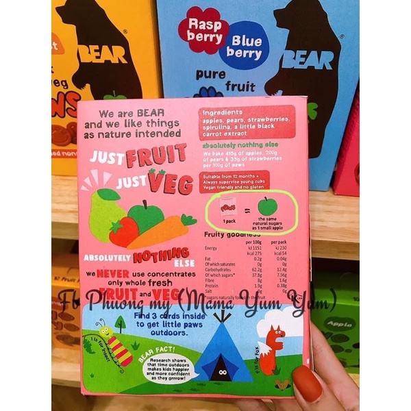 ( Phiên bản mới ) Date 9,12/2023 Kẹo Trái cây sấy dẻo Bear UK cho bé từ 12m+ 1 tuổi