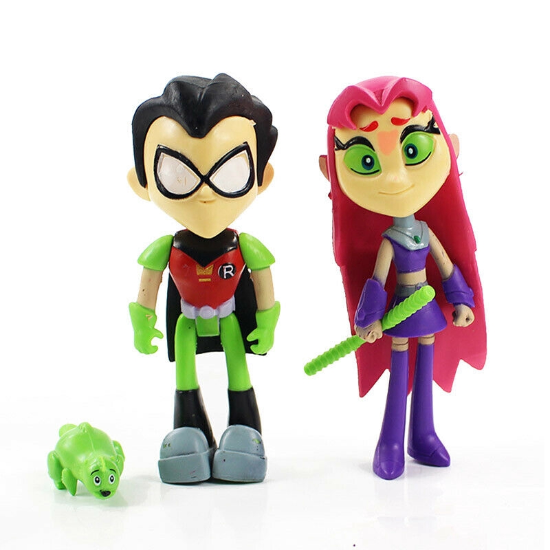 Bộ 7 Mô Hình Nhân Vật Hoạt Hình Teen Titans Go Robin Cyborg Beast Boy Raven Starfire