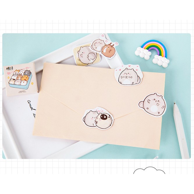 Hộp 45 miếng sticker mẫu khay chuột béo đáng yêu