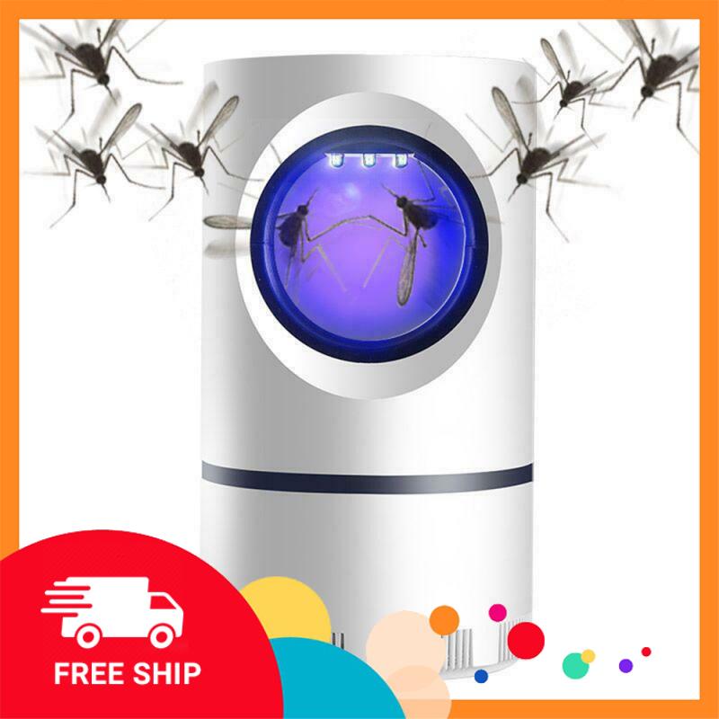 Đèn bắt muỗi diệt côn trùng thông minh, máy hút muỗi hình trụ bóng đèn ngủ mini cắm usb, cây đèn led quạt vợt hút muỗi