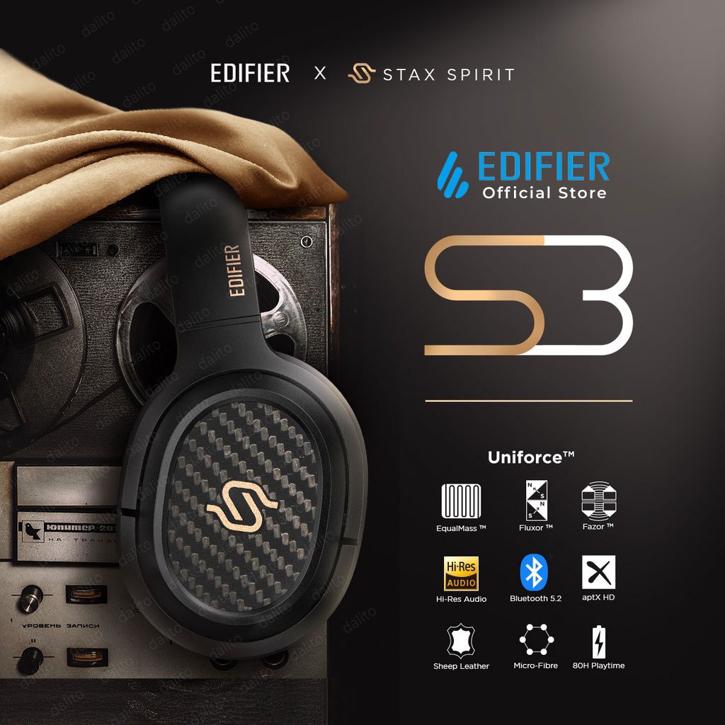 Tai nghe Bluetooth 5.2 EDIFIER S3 STAX SPIRIT Chụp tai Planar Magnetic Snapdragon Sound Hires Audio Hàng chính hãng