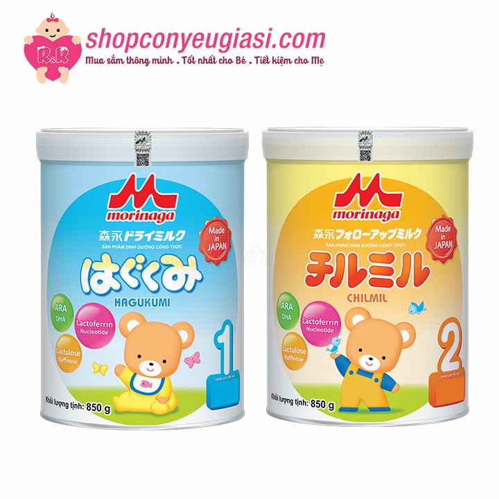 [Tháo quai] [Mẫu Mới] Sữa Morinaga số 1/số 2 - 850g - Hàng nhập khẩu