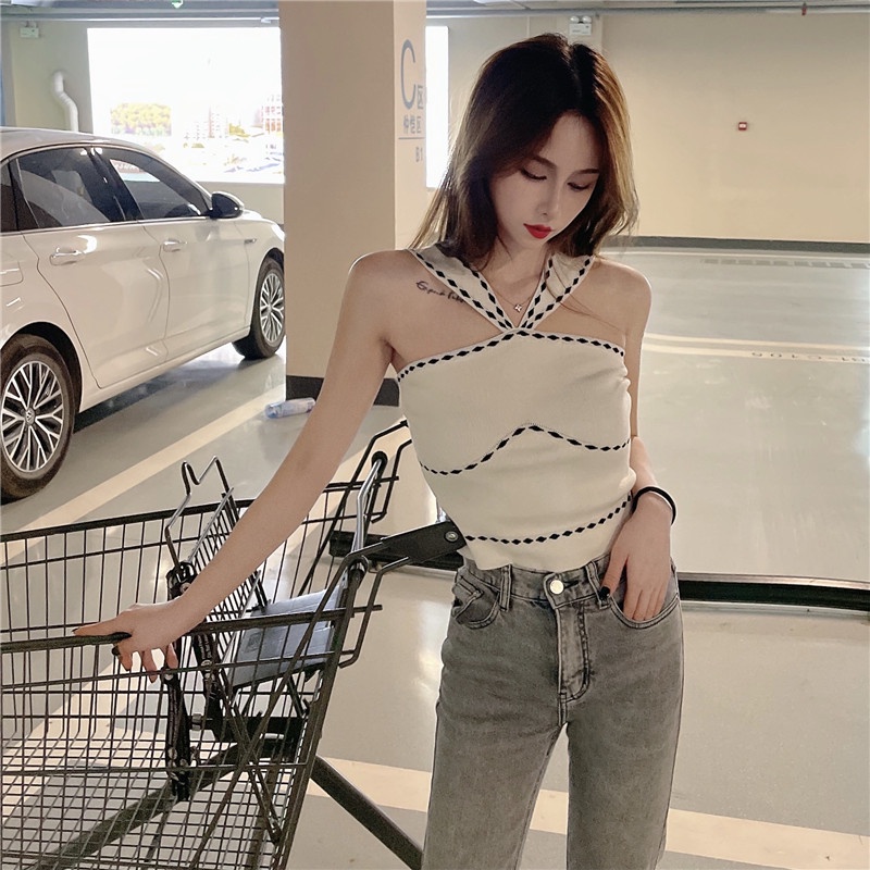 Áo croptop SUXI hai dây ôm dáng phong cách Hàn Quốc thời trang cho nữ