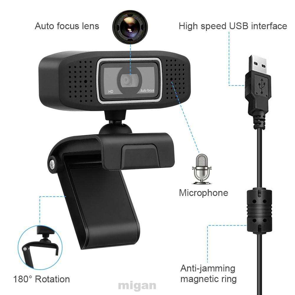 Webcam HD hỗ trợ quay video họp hội nghị giảm tiếng ồn tích hợp Mic cho PC Laptop cho văn phòng / nhà