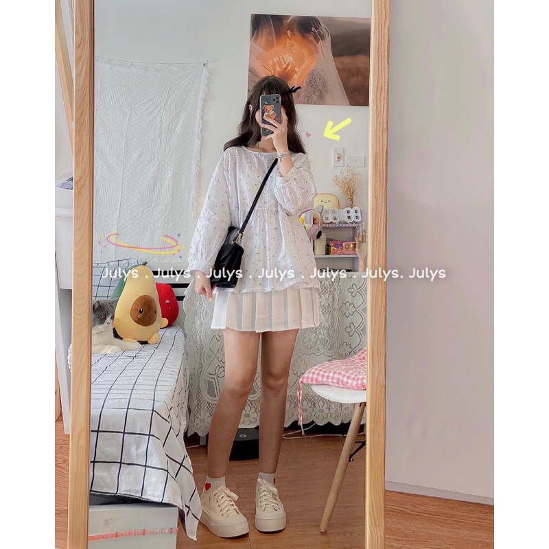 Áo babydoll thêu hoa xuyên thấu (ảnh thật shop chụp kèm video)