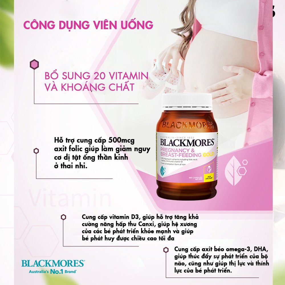 Vitamin tổng hợp cho bà bầu Pregnancy And Breast Feeding Gold Blackmores Úc 180 viên