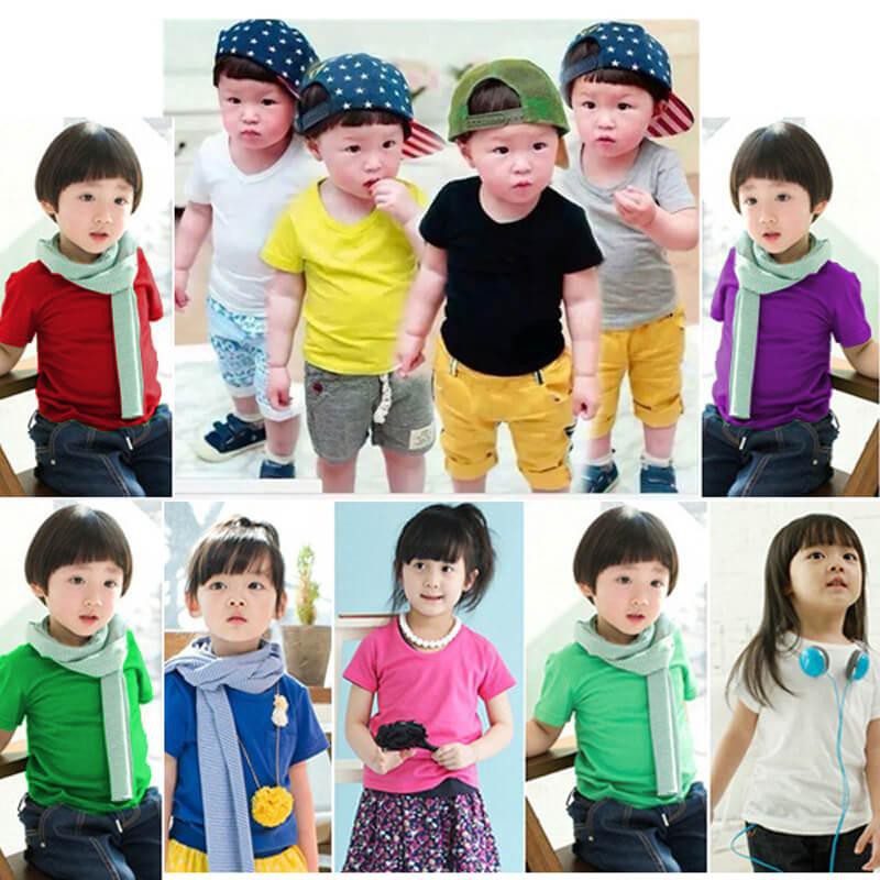 combo 5 áo thun trơn đủ màu cho bé  vải cotton