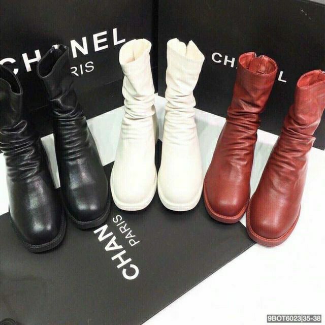 {Form Rộng nên đi lùi 1 size} Giày Boot Nữ Cao Cổ Nhăn Kéo Khóa Sau Tiện Lợi Đế thấp 2 phân_X25 (Hàng Fullbox)