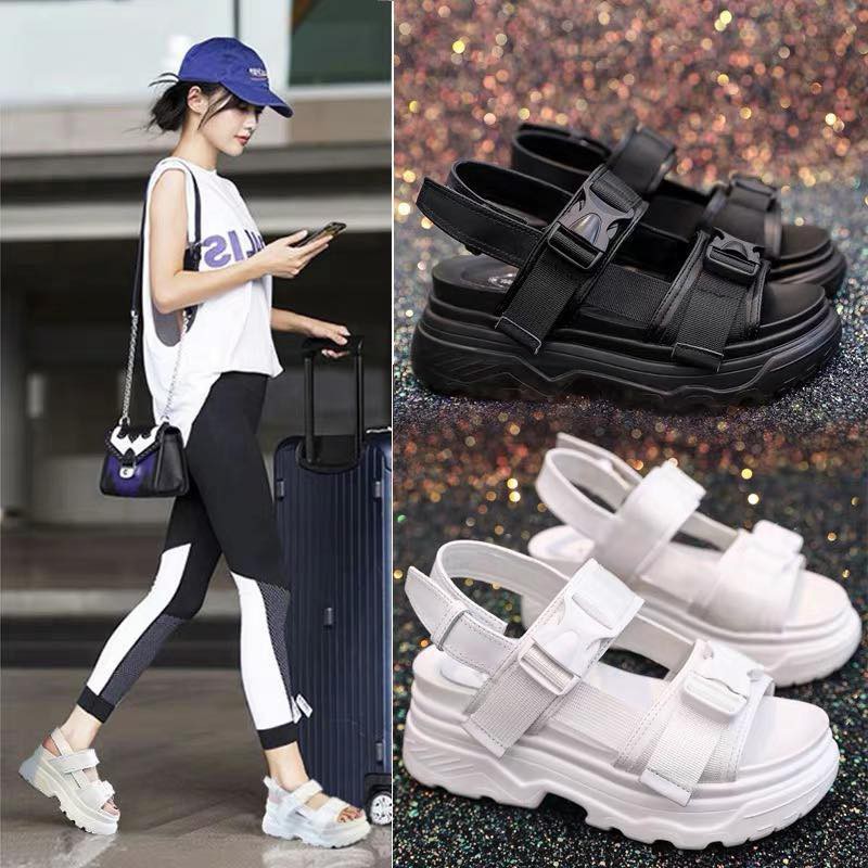 Giày sandal đế bánh xốp dày cao 7,5 cm ulzzang ( 2 màu )