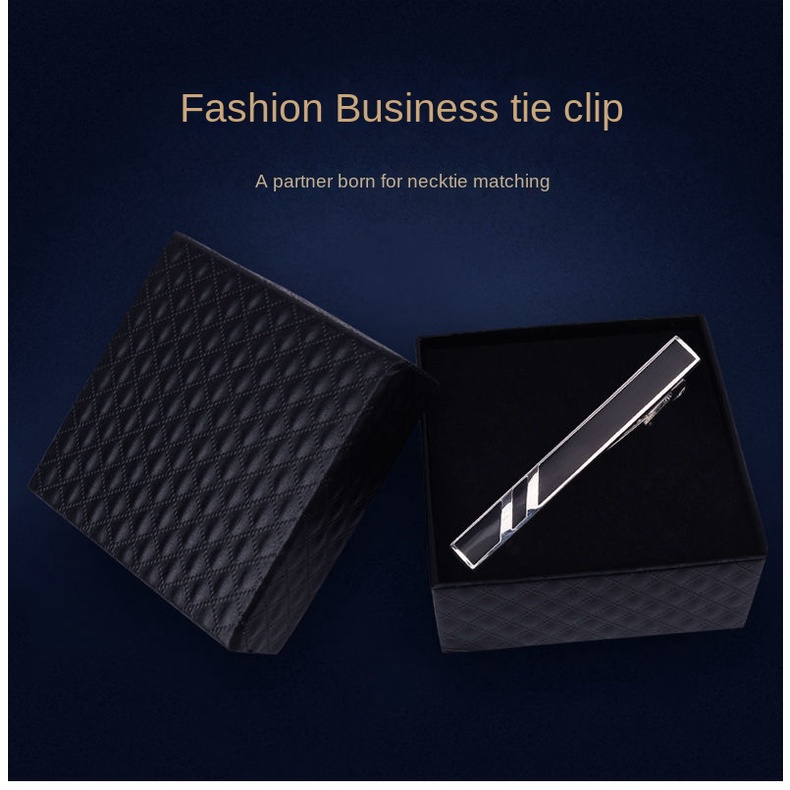 Kẹp Cà Vạt Màu Bạc/Đen Thiết Kế Đơn Giản Phong Cách Hàn Quốc Thời Trang Cho Nam