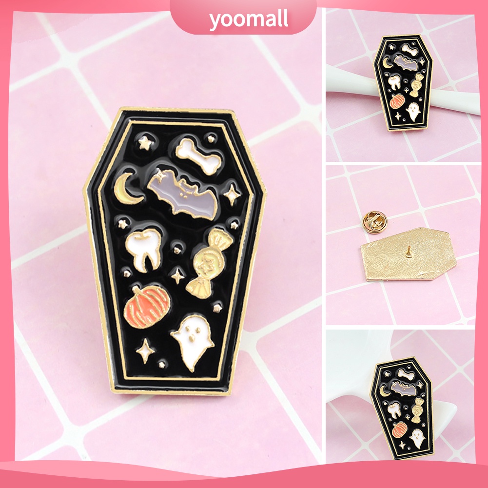 YOML✔Creative Coffin Enamel Brooch Pin Denim Jeans Badge Halloween Party Decoration