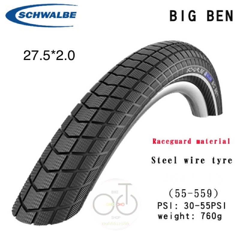 Vỏ lốp xe đạp leo núi Schwable Big Ben K-Guard 50-584