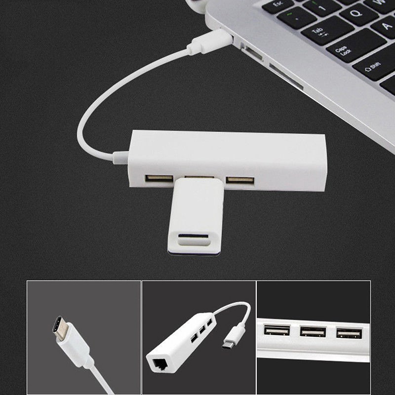 {GAV3}USB-C USB 3.1 Type C to USB RJ45 Ethernet Lan Adapter Hub Cable for Macbook PC