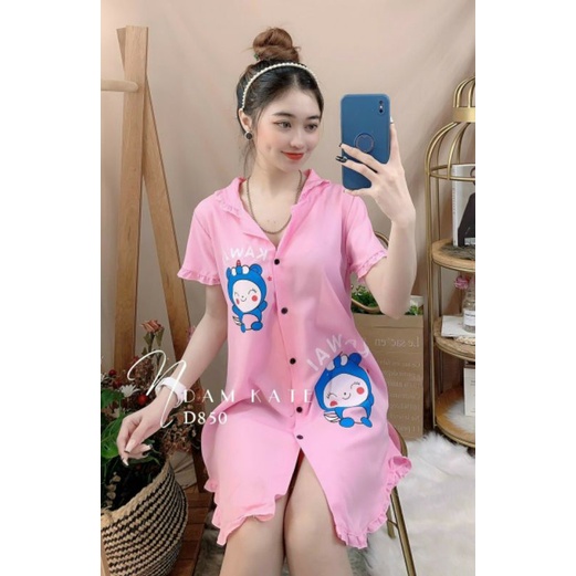 Đầm sơ mi ngủ nữ - Váy ngủ mặc nhà cho nữ