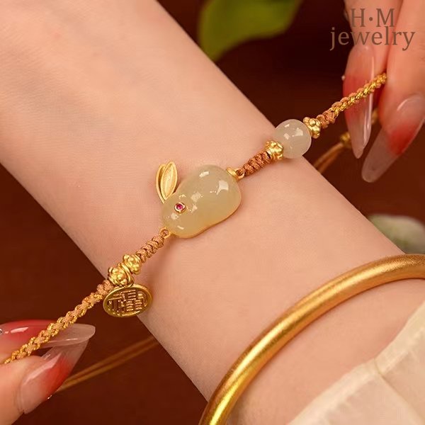 Vòng Tay Đá Mã Não Thỏ Phong Cách Cổ Điển Mới