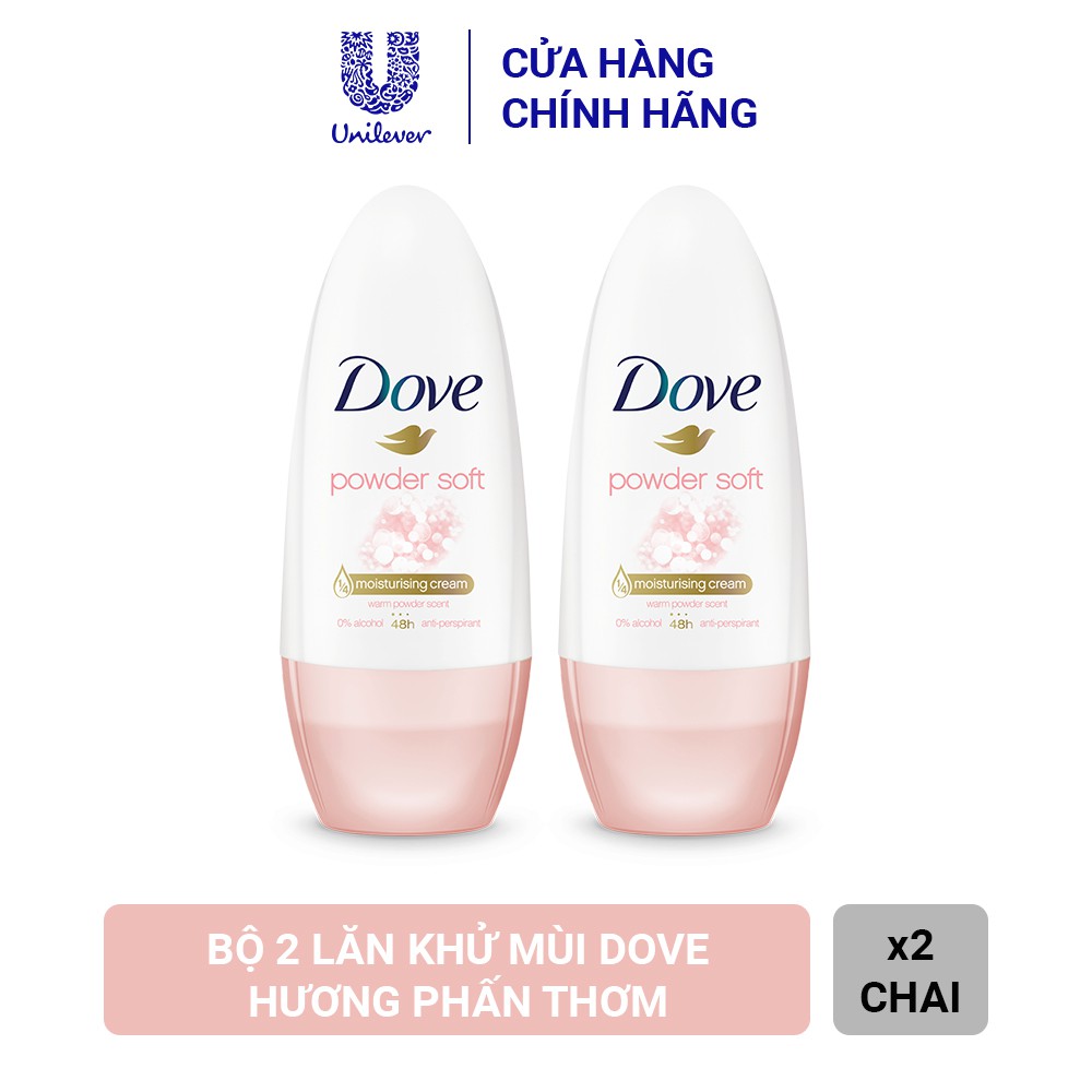 Combo 2 Lăn Khử Mùi Dove Powder Soft Dưỡng Da Sáng Mịn - Phấn Thơm (40ml x 2)Phấn phủ