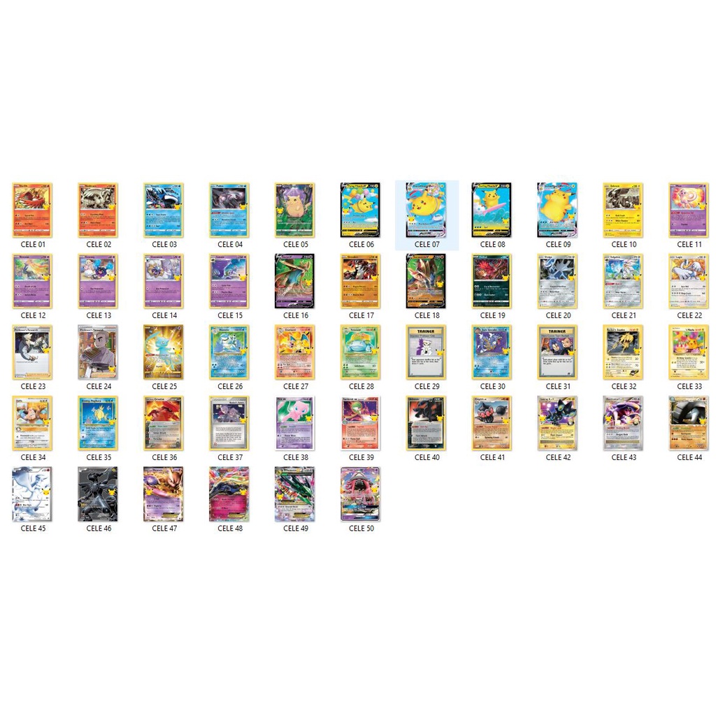 Trọn bộ 50 Thẻ bài Pokémon Kỉ niệm 25 năm - 25th Anniversary Celebrations 2021