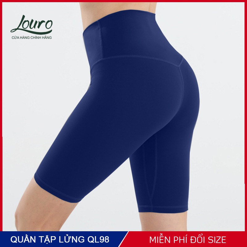Quần tập gym nữ dáng lửng Louro, kiểu quần đùi, short nữ cạp cao nâng mông, chất liệu co giãn - QL98