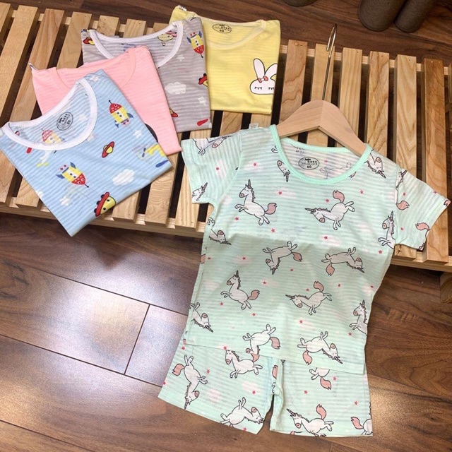 Bộ mát cotton sợi tre loại 1 cho bé trai / bé gái size 10-20ky