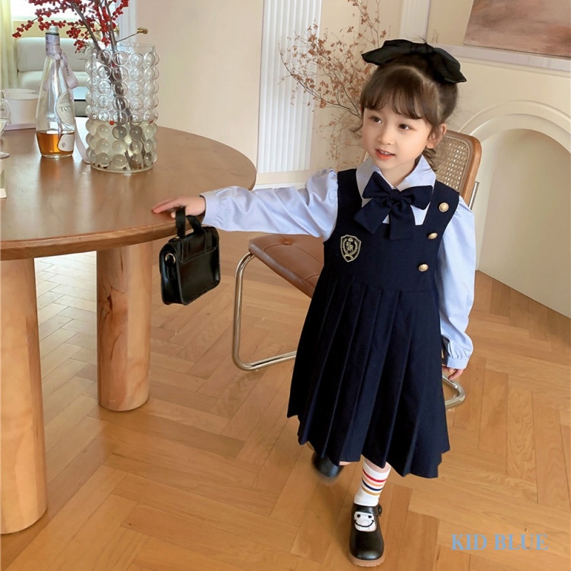 Đầm Giả Hai Lớp Phong Cách Preppy Thời Trang Mùa Thu Cho Bé Gái