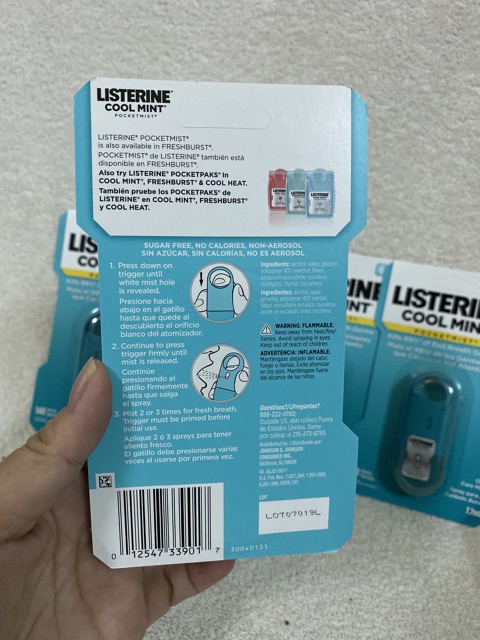 [Hàng Mỹ Bay air có Bill] Xịt thơm miệng Listerine 7.7ml-140 lần