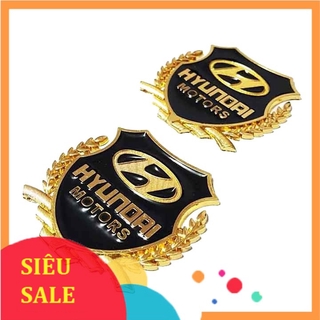 Combo 2 logo HYUNDAI biểu tượng bông lúa trang trí Xe hơi, Ô tô