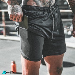 Quần Tập Gym Nam Quần Short Thể Thao 2 Lớp Gym Chạy Bộ Đựng điện thoại