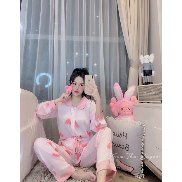 [BỘ PIJAMA] BỘ ĐỒ NỮ ÁO DÀI QUẦN DÀI HÌNH DỄ THƯƠNG_Kèm ảnh và video thật