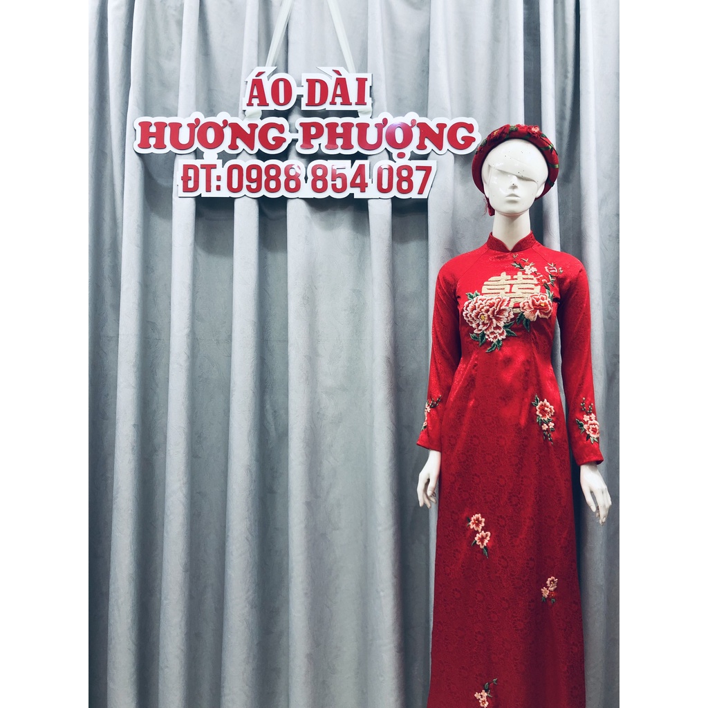 ÁO DÀI CÔ DÂU THÊU TAY CAO CẤP