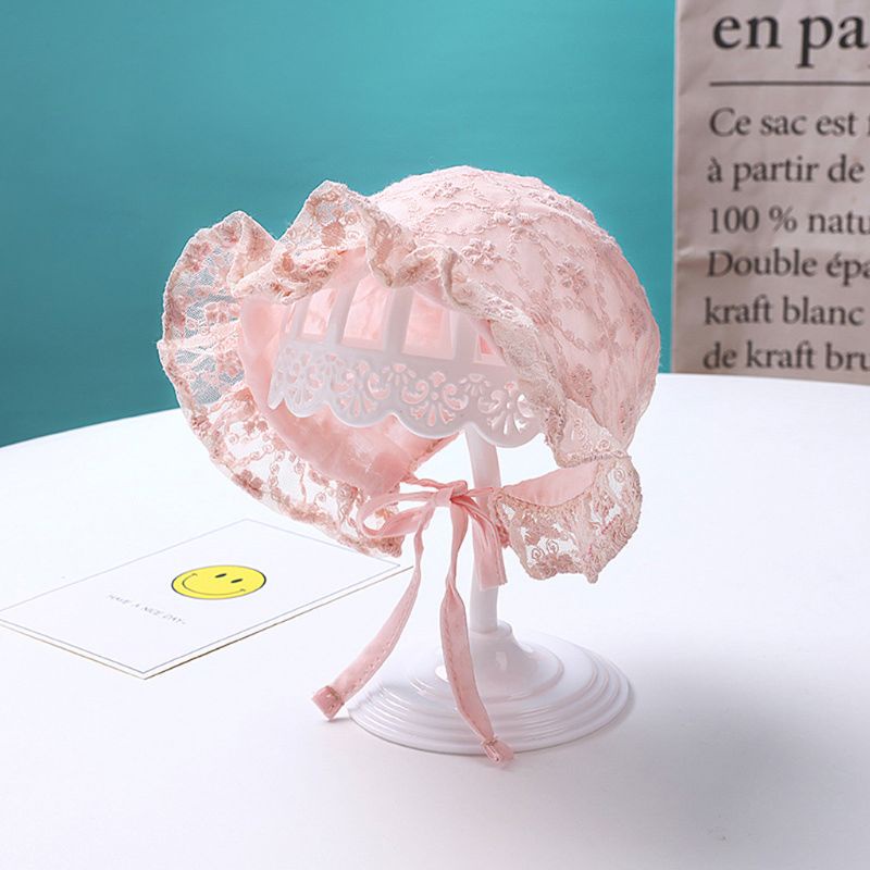 ✿ Mũ Bonnet Ren Hoa Mềm Mại Chống Nắng Mùa Hè Cho Bé Sơ Sinh Chụp Ảnh