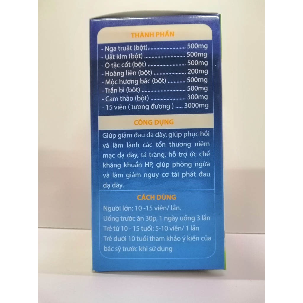 DẠ DÀY TÂM HẰNG giảm đau dạ dày, phục hồi và làm lành tổn thương niêm mạc dạ dày, tá tràng, ức chế HP