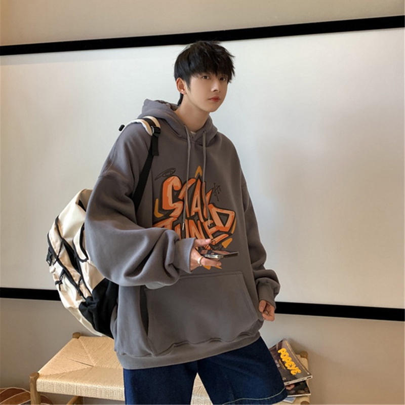 Áo hoodie AOKANG dáng rộng in họa tiết chữ cái thời trang xuân thu trẻ trung dành cho cặp đôi