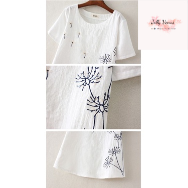 Áo phông chất đũi siêu xinh thêu hoa SP6