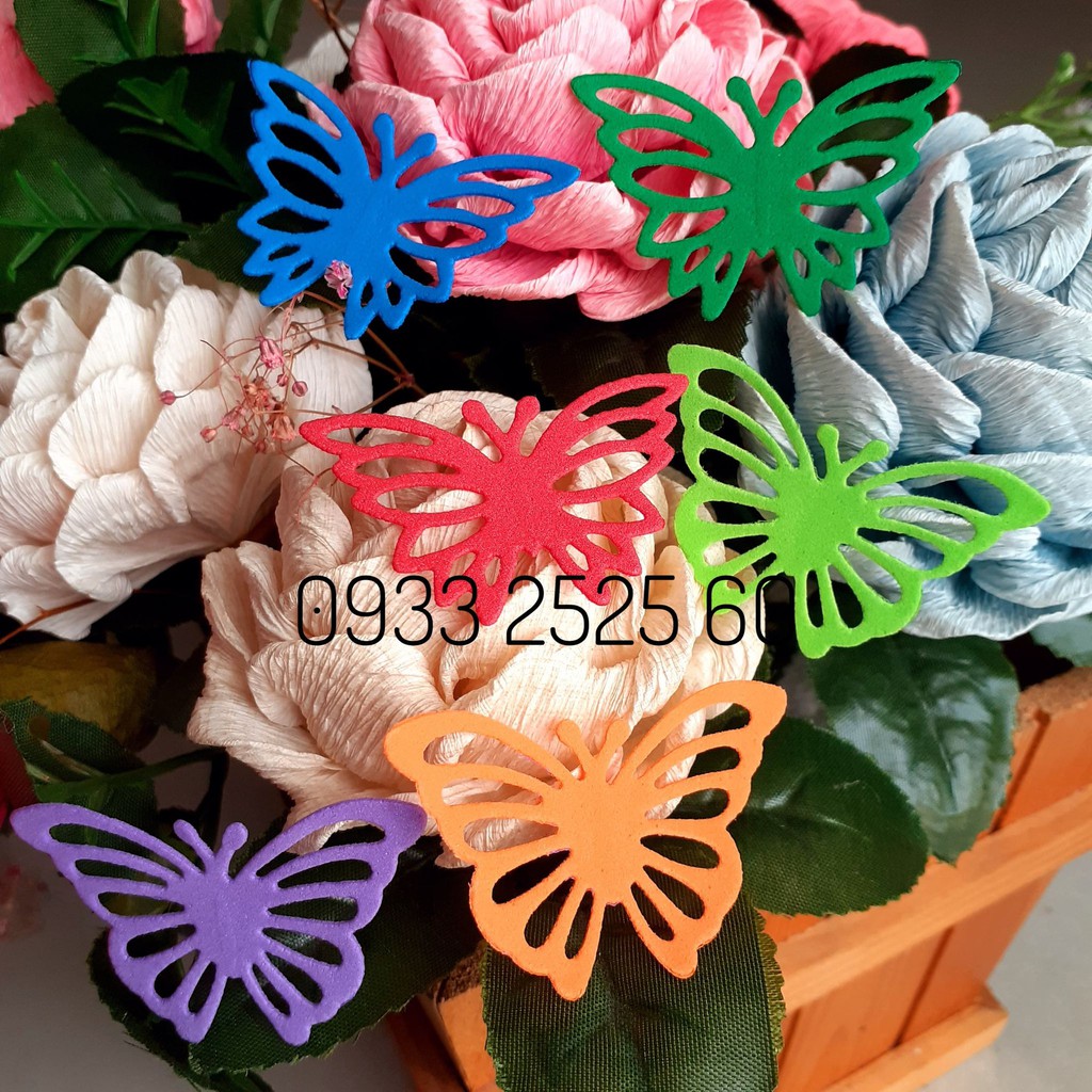 50 bươm bướm bằng giấy xốp, 3 size, 3 mẫu_Hình trang trí phòng, thiệp, phong thư, bưu thiếp, bao thư, bao lì xì