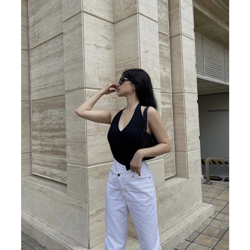 Áo liền thân thun tăm CHICMONKI KIM BODYSUIT màu đen form ôm tôn dáng CMT693