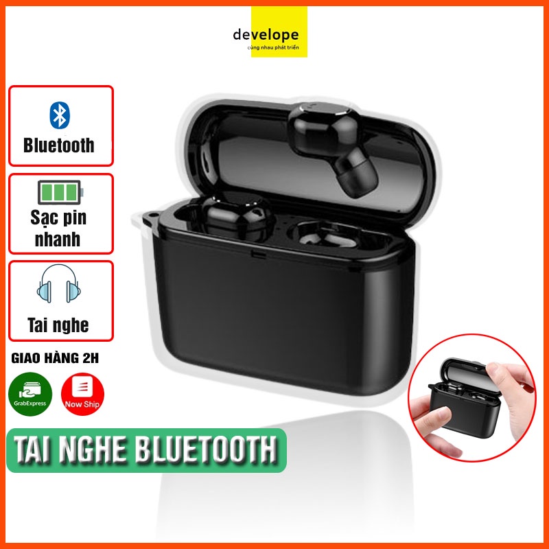 Tai nghe Bluetooth M8W kiêm hộp sạc, có thể sử dụng để sạc điện thoại hoặc làm giá đỡ điện thoại (Đen)